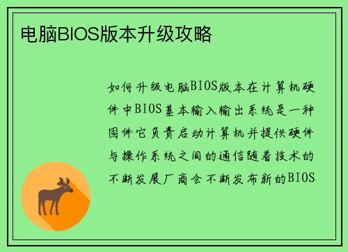 电脑BIOS版本升级攻略